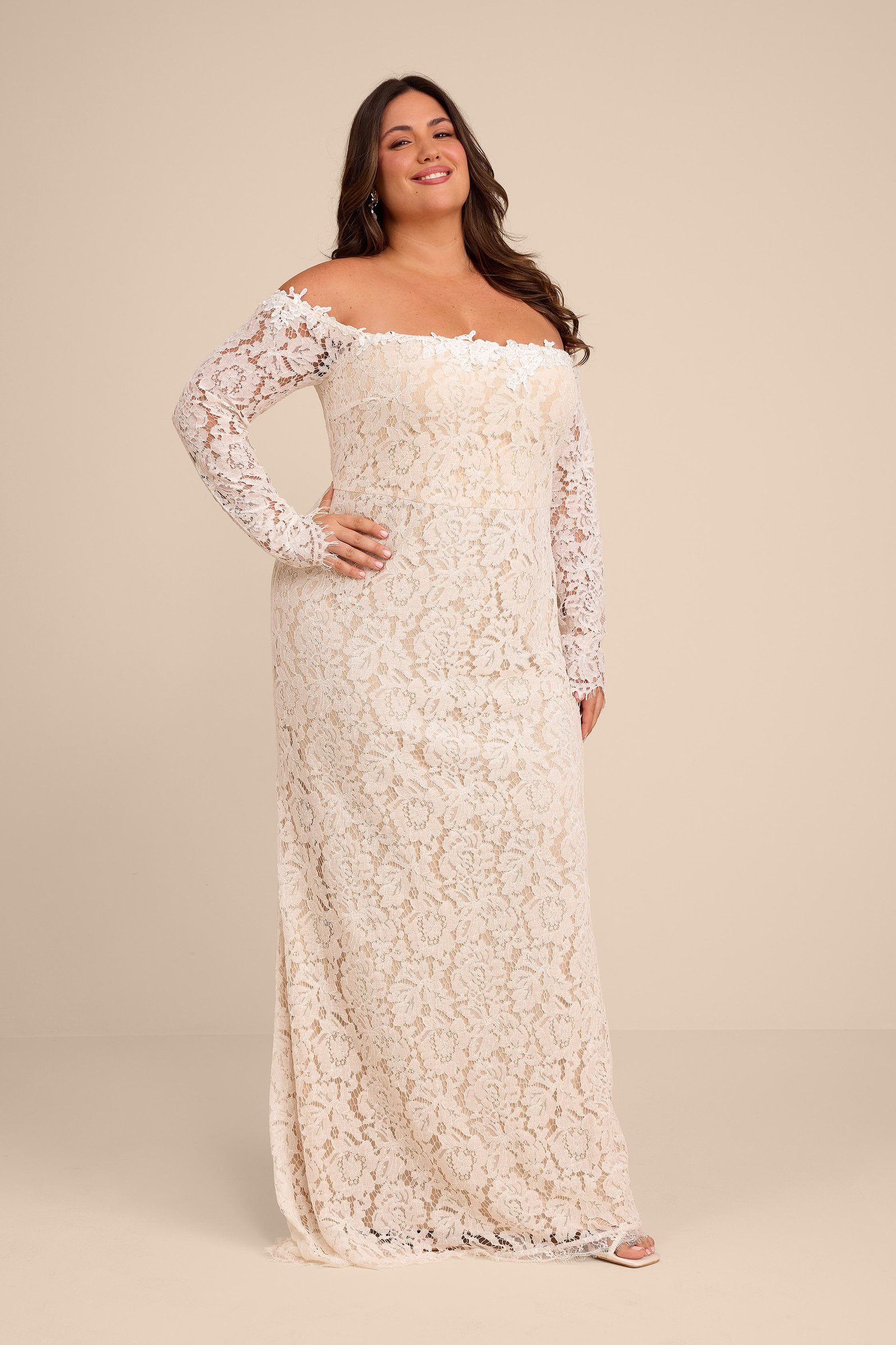 Romance Dreamer White Lace Off-the-Shoulder Maxi Dress — view 5