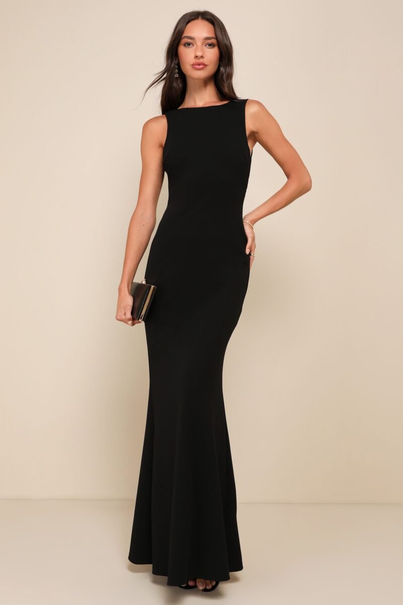 Love In Your Eyes Black Knotted Mermaid Maxi Dress — view 1