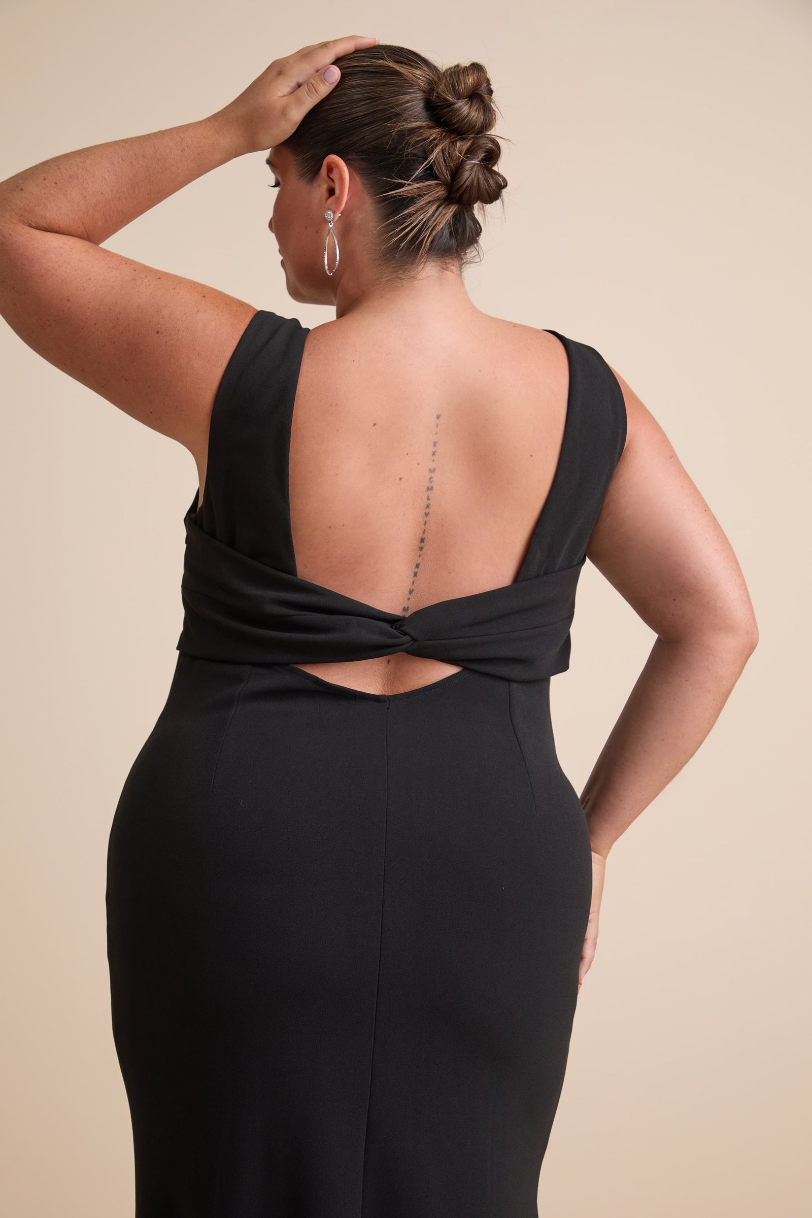 Love In Your Eyes Black Knotted Mermaid Maxi Dress — view 6