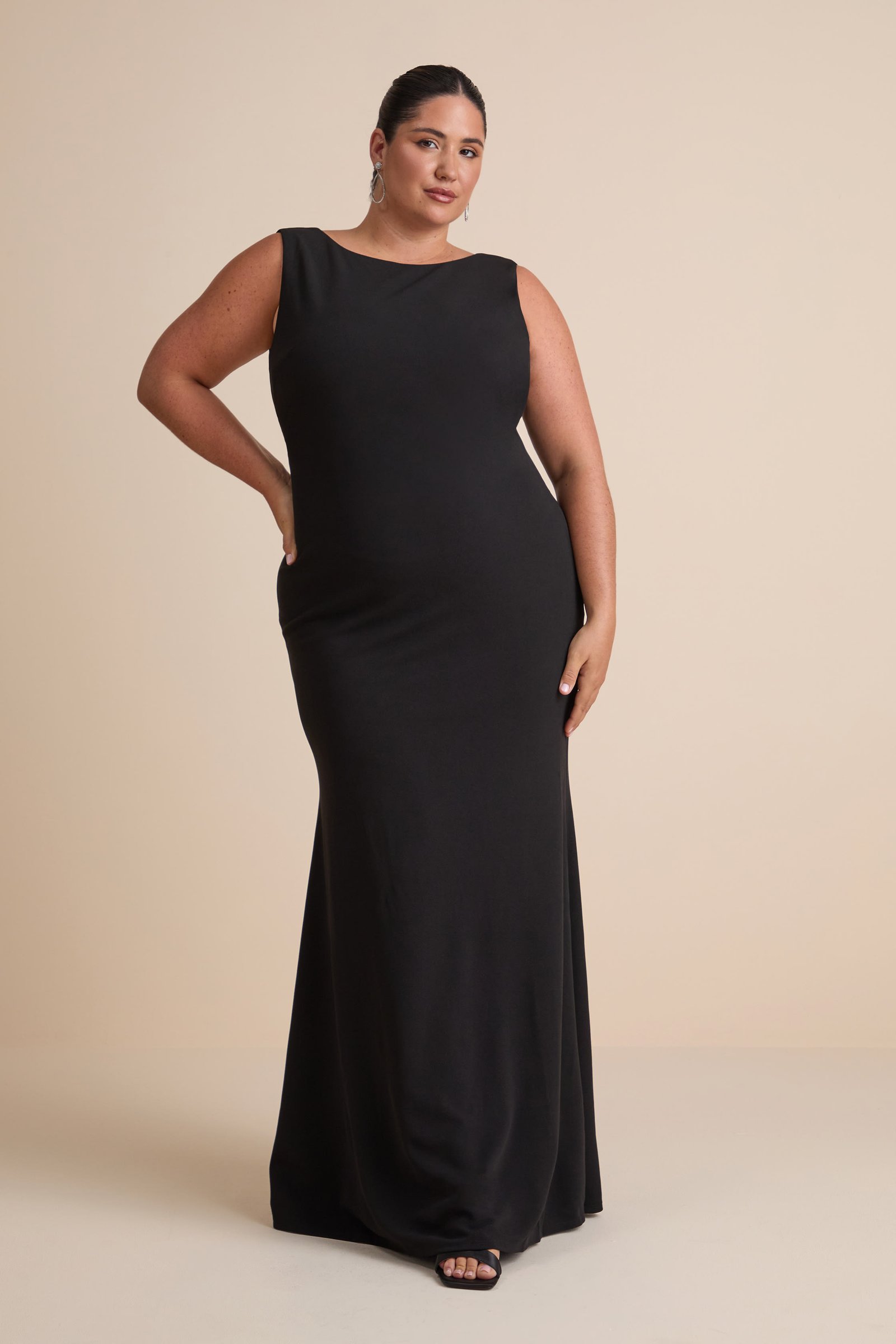 Love In Your Eyes Black Knotted Mermaid Maxi Dress — view 5