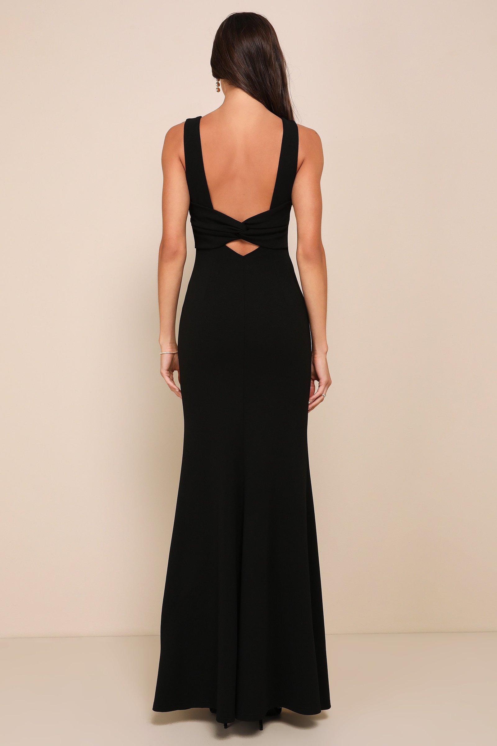 Love In Your Eyes Black Knotted Mermaid Maxi Dress — view 2