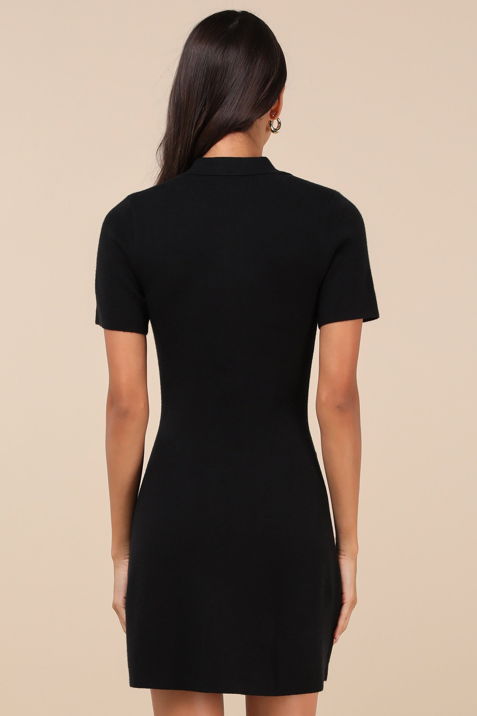 Posh Outcome Black Short Sleeve Sweater Mini Dress — view 2