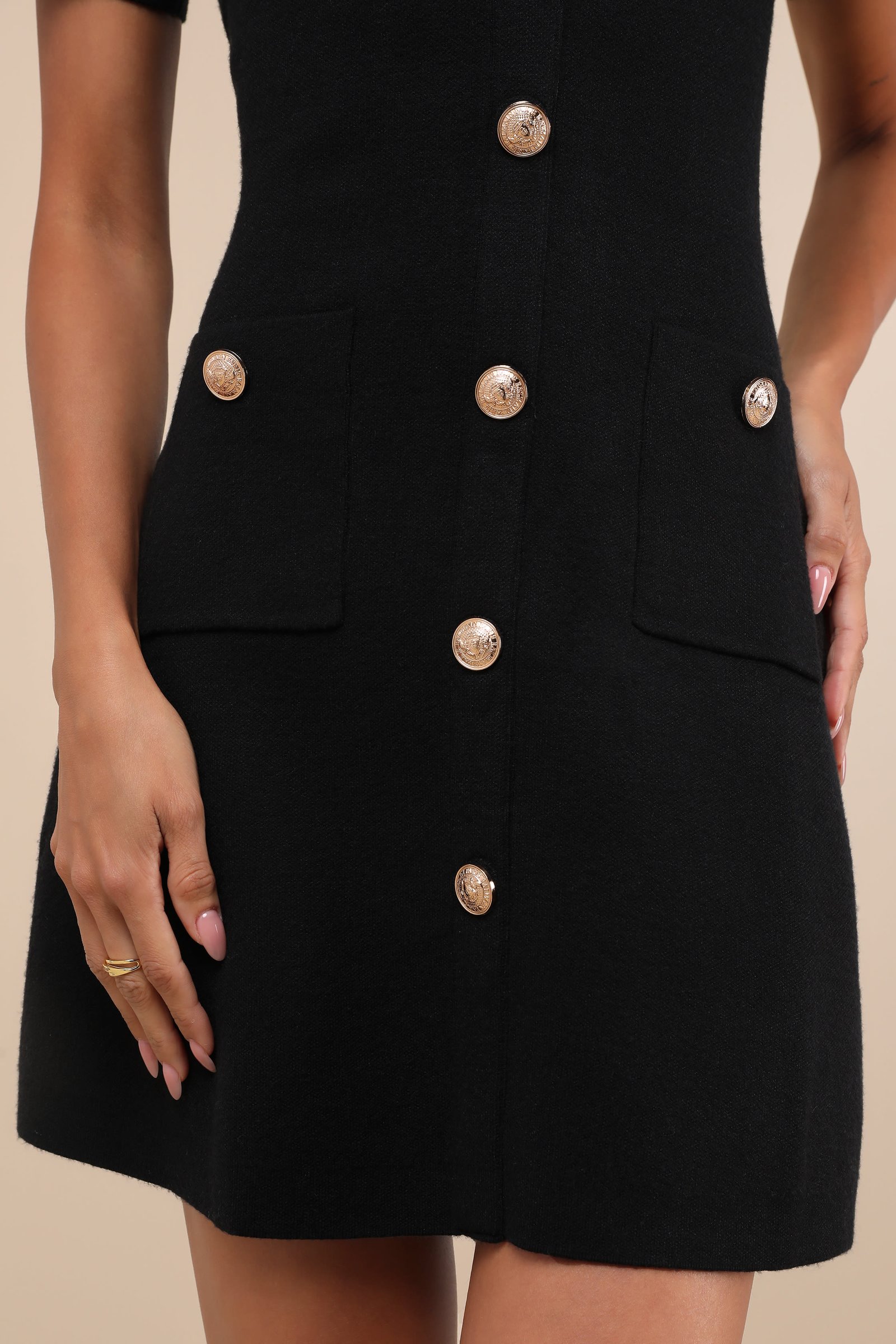 Posh Outcome Black Short Sleeve Sweater Mini Dress — view 4