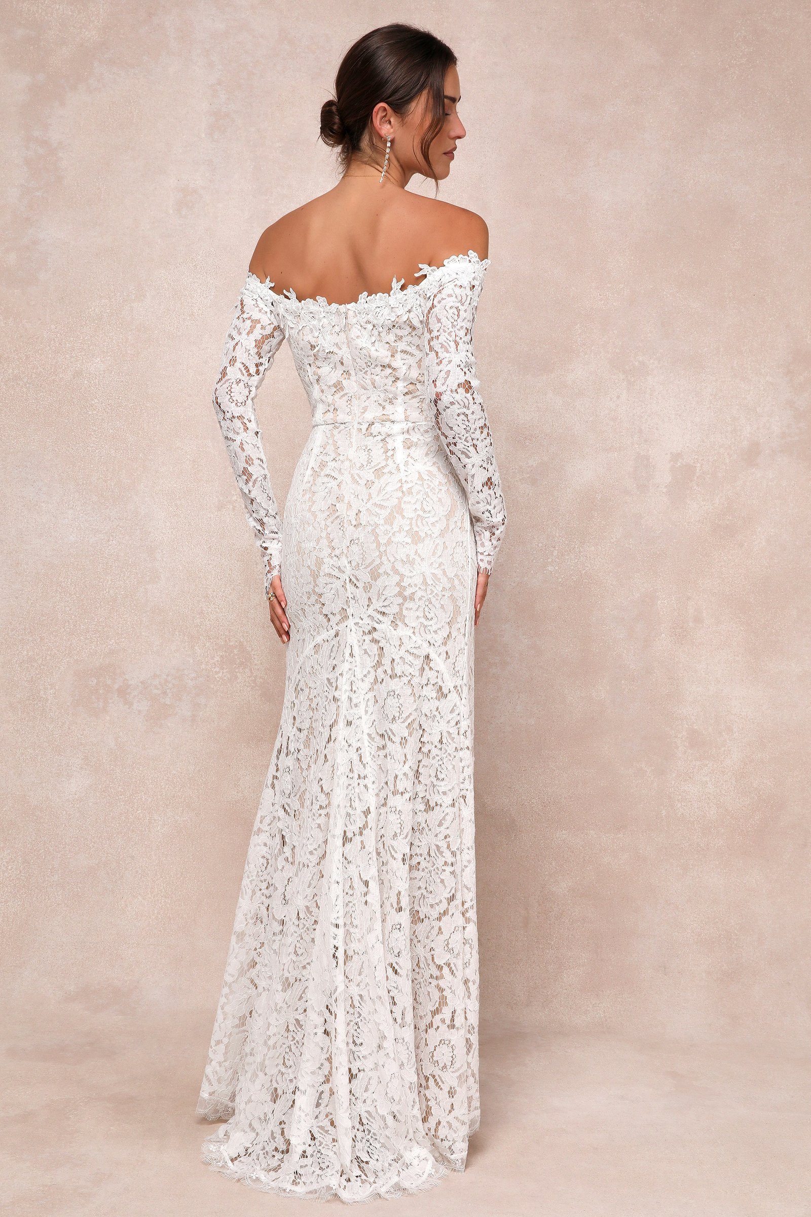 Romance Dreamer White Lace Off-the-Shoulder Maxi Dress — view 2