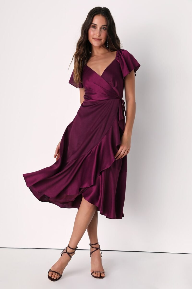 Serene Sight Plum Purple Midi Wrap Dress — view 1
